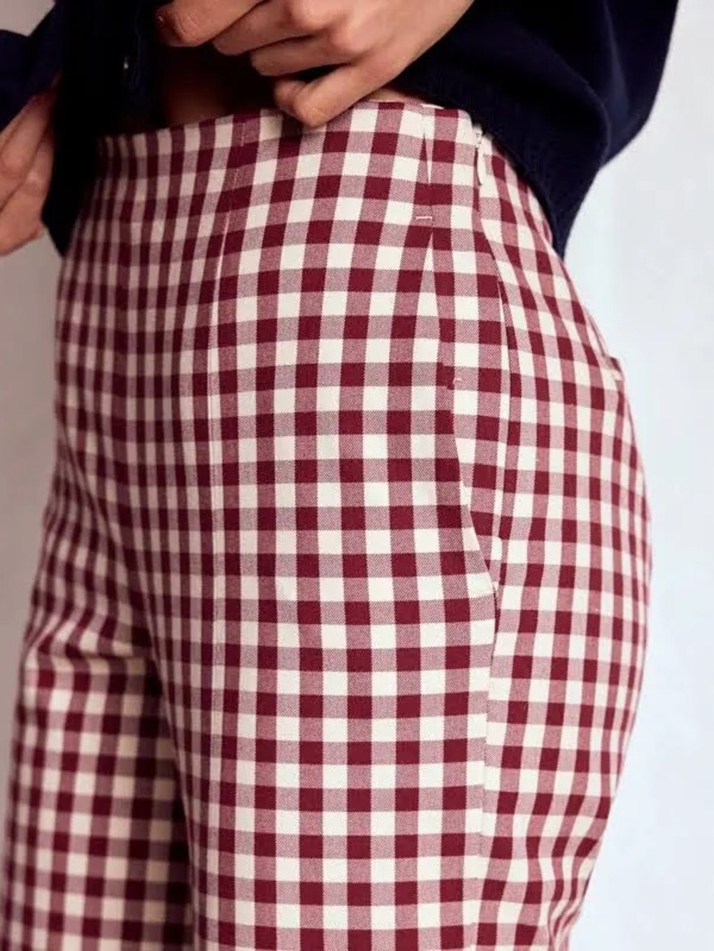 Boden Gingham Pants in Red and White - Picture 2 of 6